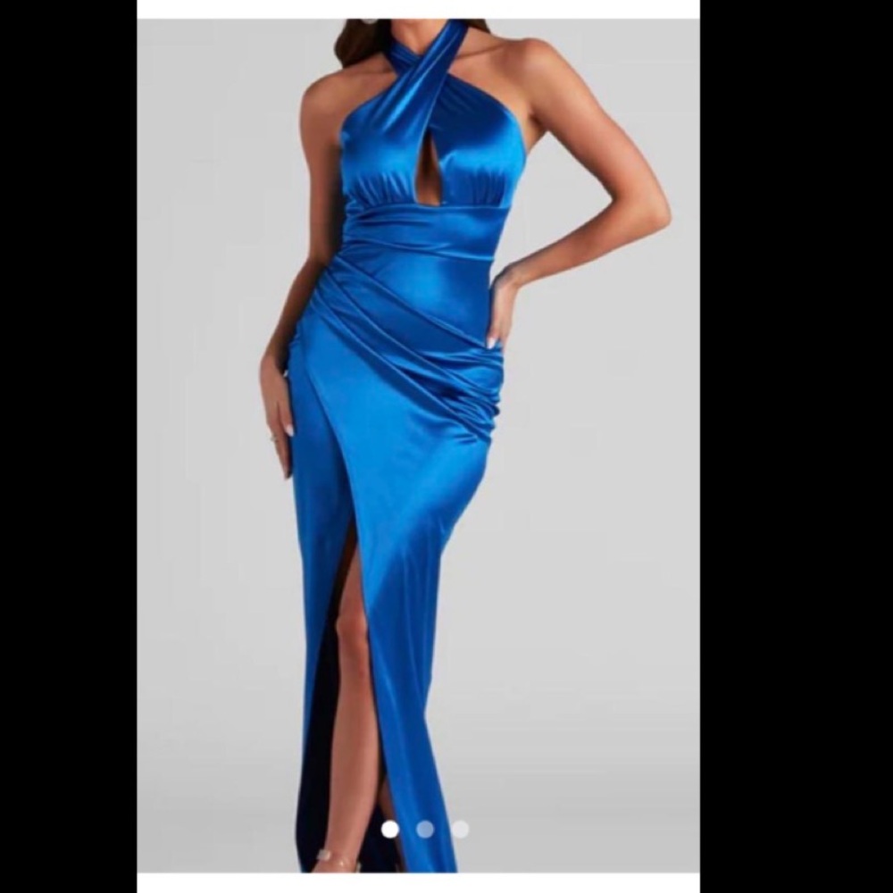 Windsor Blue Halter Maxi Dress